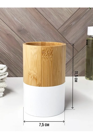 Familitto Bambu Yuvarlak Diş Fırçası Kabı 360548137 Kahverengi