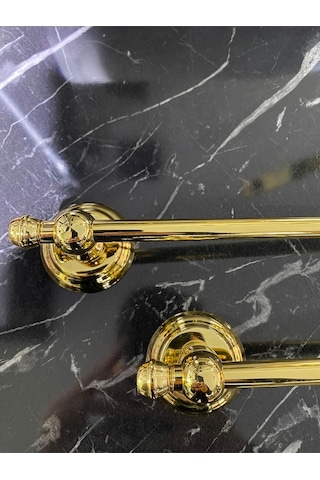İsaoğlu Yapı Gold Havluluk Ve Tuvalet Kağıtlığı Vintage Tasarım Altın Havluluk Ve Kağıtlık Set Pirinç Gold