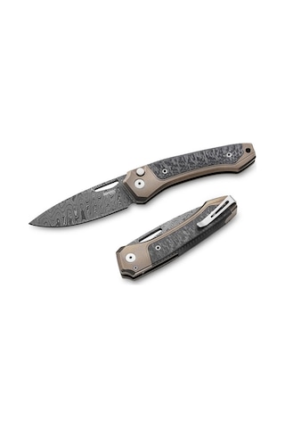 Lionsteel Twain Damascus - Bronze Titanium / Carbon Fiber Çakı Bronz