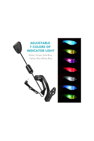 Geeksen Gece Balıkçılığı Alarm Sinyali Aleti - 7 Renkli Işık, 2.5mm Soket, Metal Ağırlık, Enerji Tasarruflu Jy-sw-19 Seti