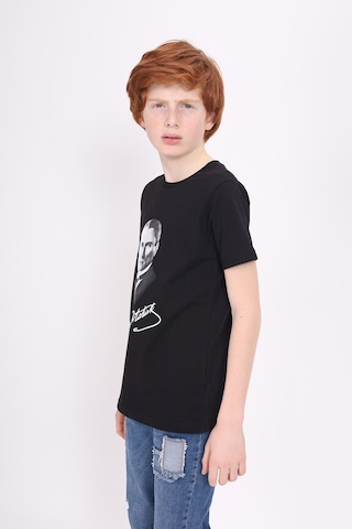 Toontoy Kids Toontoy Unisex Çocuk Atatürk Baskılı Tişört Siyah