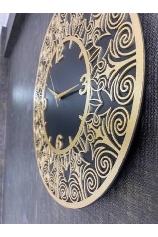 Bymelekoğlu Siyah & Gold Duvar Saati, Gold Saat, Duvar Saati - 50 Altın - Siyah