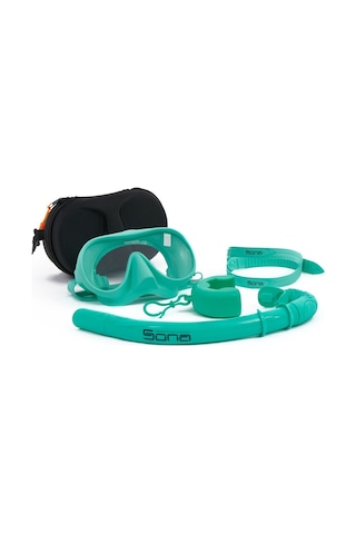 Sona Sona M1 Maske +Roll-Up Snorkel+Yedek Kayış+Deluxe Çanta Turkuaz