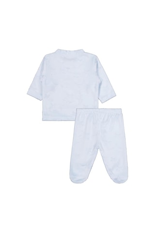 Albimini Minidamla Filli Nakış Patikli 2li 1-6 Ay Pijama Takımı - Mavi