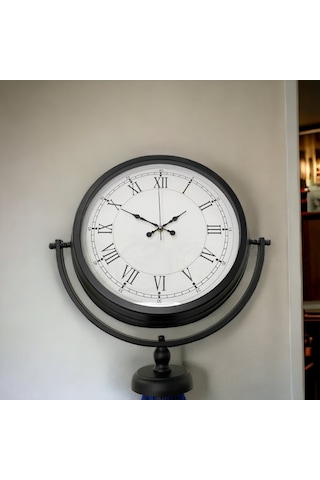 Siyah Metal Ofis Salon Otel Ayaklı Seyyar Saat B34 Siyah