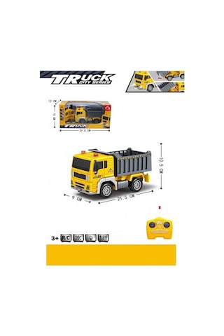 Kumandalı Pilli Işıklı 1:20 Ölçek Sesli Eğitici Oyuncak Damperli Kamyon Araba