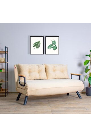 Pafu Sando İkili Katlanır Yataklı Koltuk Krem