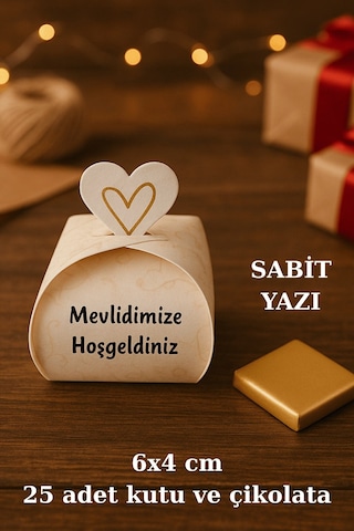 Gold Madlen Sütlü Çikolatalı Mevlid Hediyesi - Mevlüt Hediye - Dağıtmalık Hediye 25 Adet