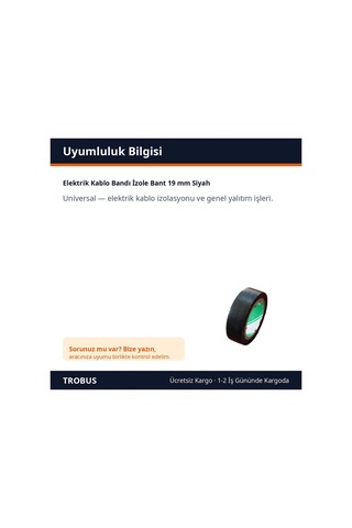 Trobus Elektrik Kablo Bandı İzole Bant 19 Mm Siyah