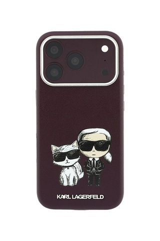 Apple Uyumlu iPhone 18 Pro Kılıf Karl Lagerfeld Lisanslı M-safe Şarj Özellikli K&c Bodies Sketch Pu Kapak Bordo