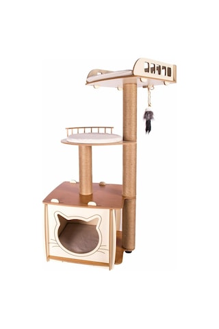 Pati Homes Lâl Katlı Yataklı Kedi Tırmalama Evi XL 45 x 55 x 121 CM