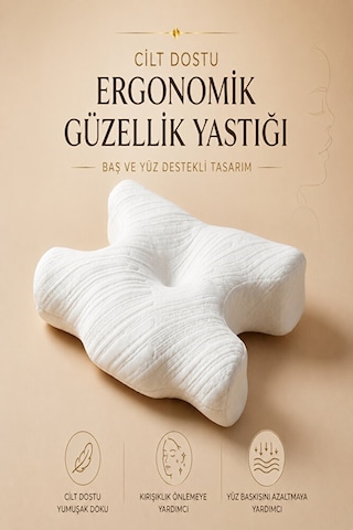 Cilt Dostu Kırışıklık Önlemeye Yardımcı Yüzünüzü Koruyan Güzellik Yastığı Beyaz