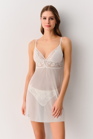 Suwen Duchess Kısa Gecelik St4375613036 Ekru