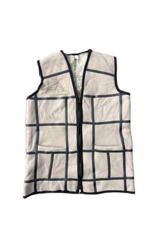 Ln Leather Özel Üretim Patchwork -süet Gerçek Deri Çocuk Yelek 5-6 Yaş Bej