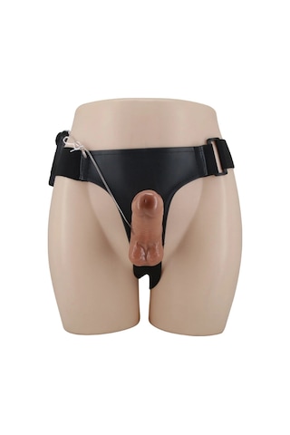 Morgece 16 Cm Çift Katmanlı Titreşimli Strapon Penis Ayarlanabilir Kemer Dahil