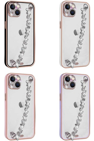 Apple Uyumlu iPhone 13 Taş Süslemeli Kamera Korumalı El Tutamaçlı Zore Blazer Kapak