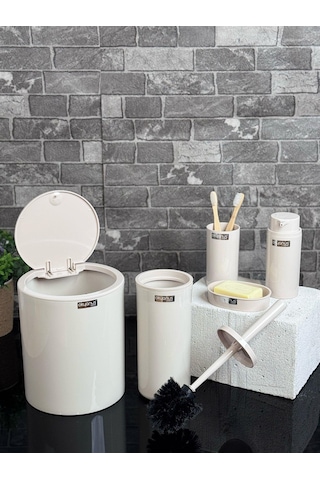 Okyanus Home Bej Yuvarlak 5'li Banyo Seti Bej