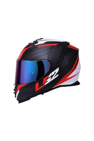 Ls2 Storm 2 Nerve Kırmızı Kapalı Motosiklet Kaskı Gökkuşağı Camlı Siyah - Beyaz