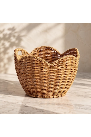 Rattan Hasır Sepet Dekoratif Ekmeklik Meyvelik Sunum Organizeri