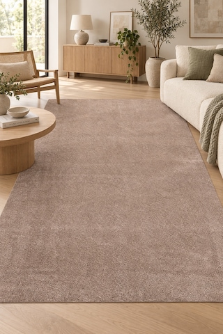 Püfen Peluş Halı Vizon Salon Mutfak Antre Yumuşak Kaymaz Taban Yıkanabilir Modern Polyester Halı