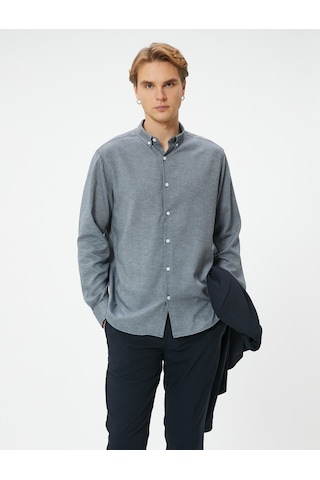 Koton Slim Fit Gömlek Uzun Kollu Klasik Yaka Düğmeli Lacivert 4sam60156hw Lacivert
