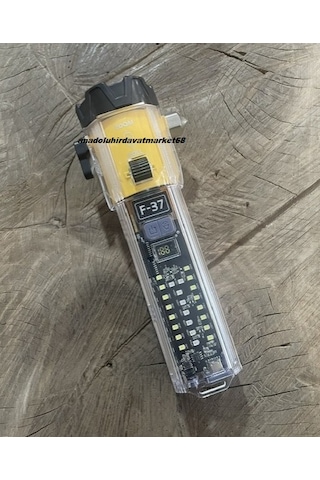 Kl Pro F-37 Şarjlı El Fener Kamp Feneri Çakmak Alarm Çekiç Çakar Optik Zoom 10ın1 Sarı