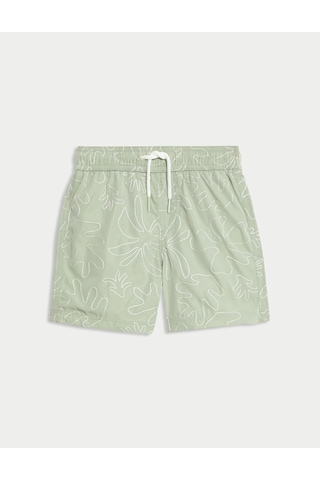 Marks & Spencer İşlemeli Yaprak Desenli Yüzme Şortu (2–8 Yaş) T88004012W Yeşil