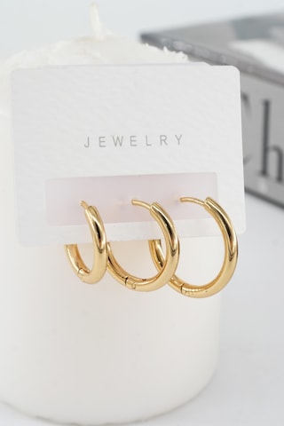 Kadın Kararmaz 316 L Çelik 3'lü Halka Set Küpe - Sarı