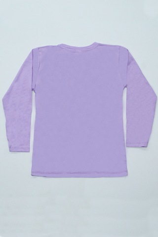 Hçm Kız Çocuk Uzun Kollu Tshirt Pullu Harf Baskılı Bisiklet Yaka E9 Lila