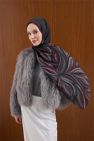 Silk Home Viskon Karışımlı Mayda Şal Antrasit Zemin Çok Renkli Desenli Tok Duruşlu 190x70