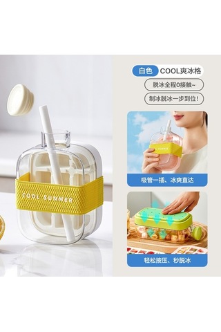 Pazly Cool Ev Tipi 500ml Pipetli Buz Bardak - Beyaz - Taşınabilir Beyaz