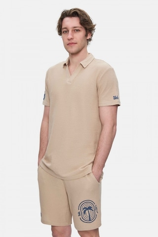 Ucla Russel Kahve Polo Yaka Baskılı Standard Fit Erkek Tshirt Kahve
