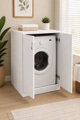 Renazzo Mdf Çamaşır Makinesi Dolabı Beyaz 90x70x69 Cm
