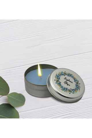 Bk Gift Kişiye Özel İsimli Silver Metal Kutuda Kokulu Mum-7, Ev Hediyesi, Arkadaşa Hediye, Kokulu Mum Çok Renkli