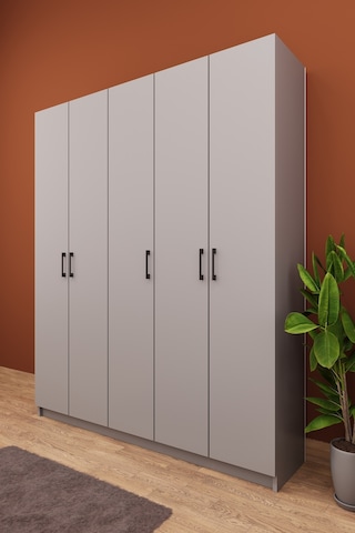 Asra Trend Vestiyer & Portmanto V-09 %100 MDF 5 Kapaklı Geniş Ayakkabılık Kül Gri