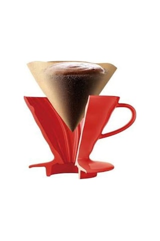 V60 02 Seramik Kahve Demleme Ekipmanı Kırmızı Ceramic Coffee Dripper V60 02 Red