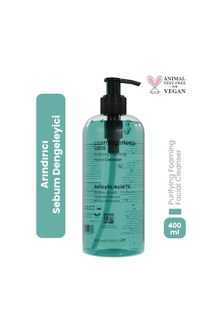 Cosmogenesis Labs Yüz Temizleme Jeli 400ml - Arındırıcı Sebum Sivilce Karşıtı Dengeleme Yağlı Cilt (%1 SALİSİLİK ASİT)