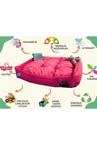 Mavi Vitrin Yıkanabilir Kedi Köpek Yatağı Büyük Boy Handmade 90 x 60 CM