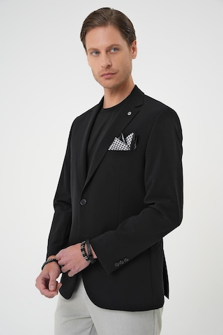 Efor Slim Fit Mono Yaka Fleto Cepli Çift Yırtmaçlı Casual Siyah Ceket C 710 Siyah