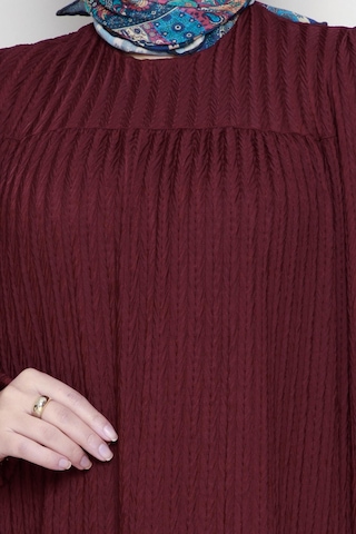 Sevitli Robalı Sahra Tesettür Elbise-bordo-4588 Bordo