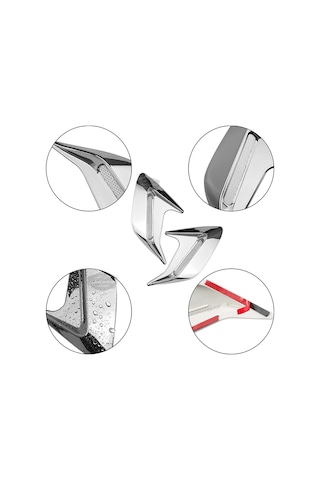 Üniversal Krom Kaput Çamurluk Venti Izgarası Sağ Sol 2 Adet Mini Scoop Vent Spor Görünümlü 1.sınıf İthal 2 Adet Silver Gümüş 00 Şüscaroto Aksesuar