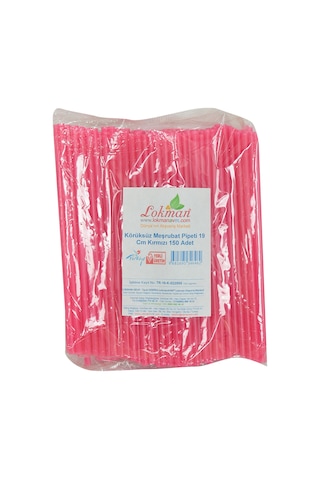 Lokman Avm Körüksüz Pipet Ayran Kola Meşrubat Pipeti 19 CM Kırmızı 150 Adet Paket