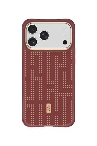 Apple iPhone 18 Pro Uyumlu Kılıf M-safe Şarj Özellikli Raptic Aramid Dual Grid Serisi Karbon Kapak Kırmızı