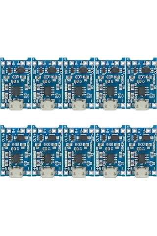 TP4056 Micro USB Korumalı Lipo 18650 Pil Şarj Devresi (10 Adet)
