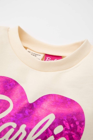 Defacto Kız Bebek Bisiklet Yaka Barbie Uzun Kollu Sweatshirt Elbise D2542A524AUER233 Ekru