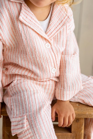 Oliventhekid Turuncu Çizgili Müslin Kargo Pantolon Turuncu Turuncu