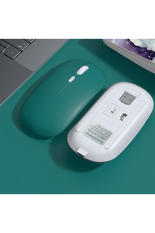 Samsung Uyumlu Tablet Şarj Edilebilir Sessiz Mouse Bluetooth + 2.4hz Wif