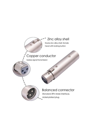 Fortunelane Zink Alloy Xlr Mikrofon Ses Kablosu, Tonalite Adaptörü 2 Adet