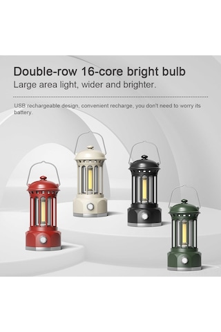 Neevoyu Şarj Edilebilir Taşınabilir Kamp Lambası - 250lm Parlaklık, 5w Cob Işık, 1200mah Pil Beyaz