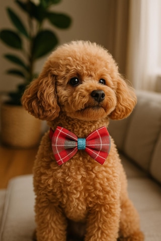 Ayarlanabilir Kedi Köpek Papyonu - Kırmızı Ekose M